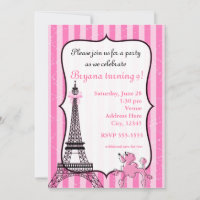 Poodle in Paris Pink gestreift Eiffelturm Chic