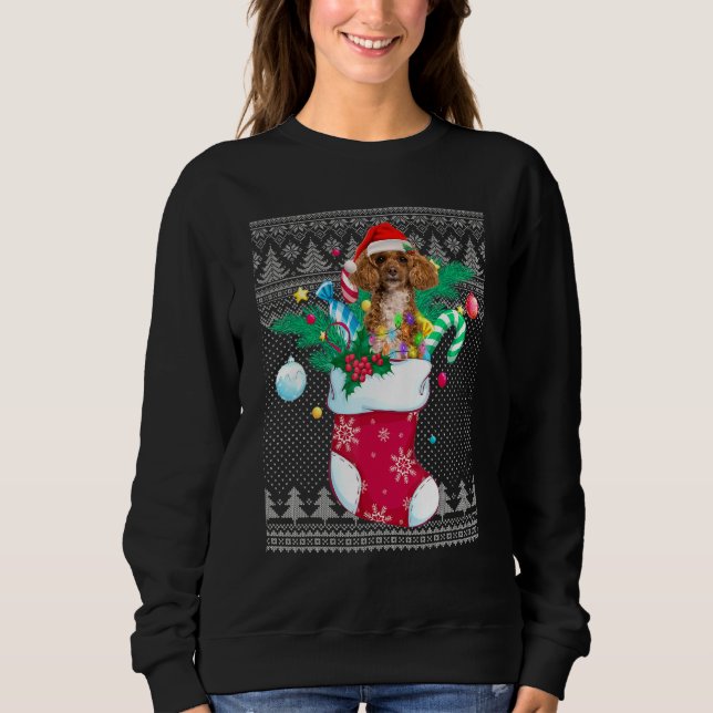 Poodle in Sock Funny Christmas Ugly Pajama Xmas Sa Sweatshirt (Vorderseite)