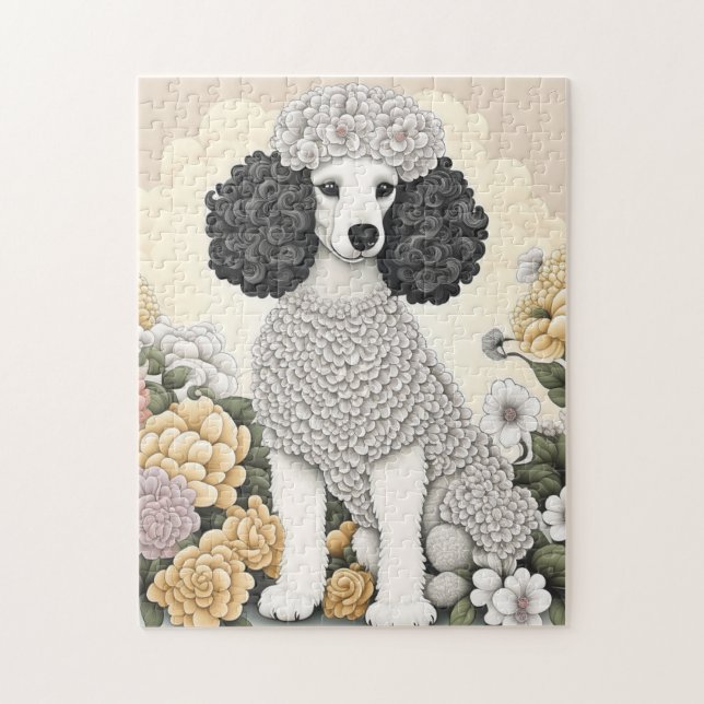 Poodle in Whimsikalen Blume (Vertikal)