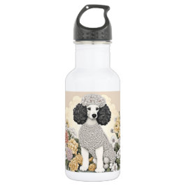 Poodle in Whimsikalen Blume Edelstahlflasche