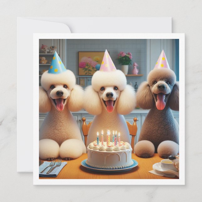 Poodle-Karte, Hunde-Party, Hundefrist Einladung (Vorderseite)