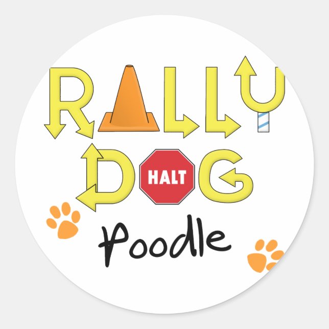 Poodle Kundgebung Hund Runder Aufkleber (Vorderseite)