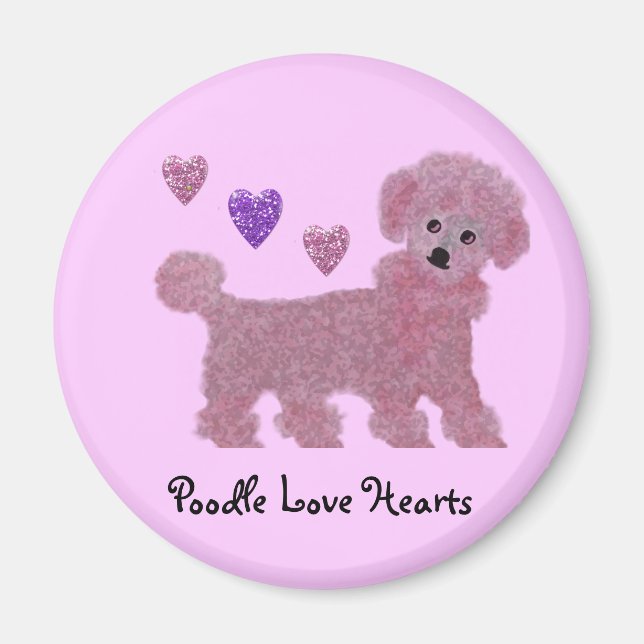Poodle Liebe Hearts Magnet (Vorne)