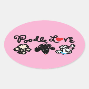 Poodle Liebe Ovaler Aufkleber