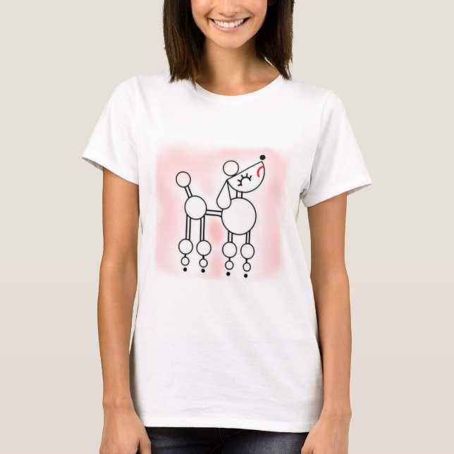 Poodle Line Art, Poodle Pink T-Shirt et Top (Devant)