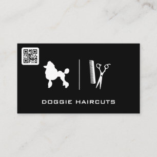 Poodle-Logo Grooming QR-Prüfcode Visitenkarte