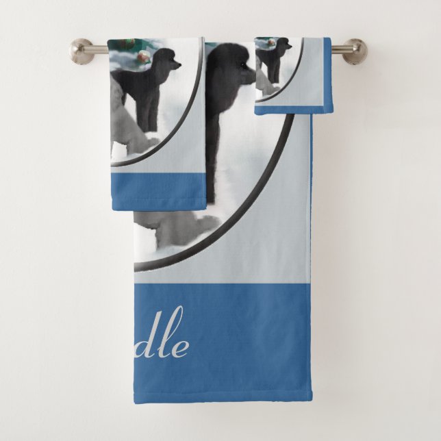 Poodle Lovers Weihnachten Badhandtuch Set (Insitu)