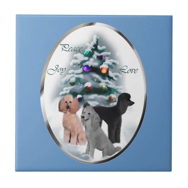 Poodle Lovers Weihnachten Fliese (Vorderseite)