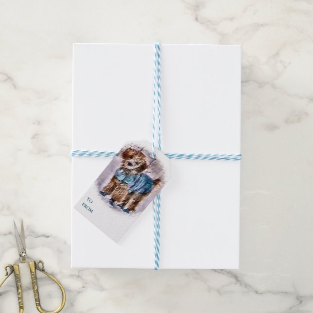 Poodle Lovers Weihnachten Geschenkanhänger (Mit Garn)