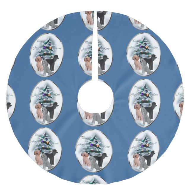 Poodle Lovers Weihnachten Polyester Weihnachtsbaumdecke (Vorderseite)