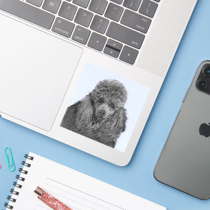 Poodle Malerei Miniaturspielzeug Schwarze Kunst Aufkleber