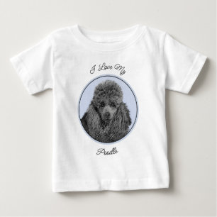 Poodle Malerei Miniaturspielzeug Schwarze Kunst Baby T-shirt
