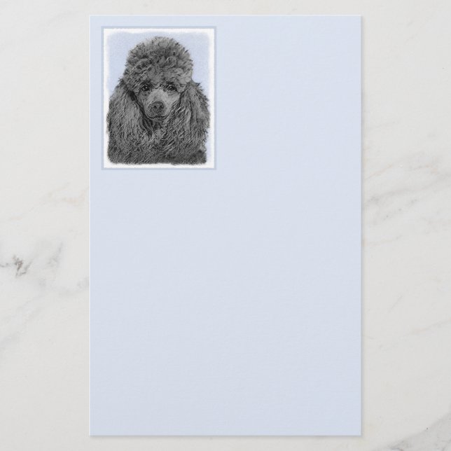 Poodle Malerei Miniaturspielzeug Schwarze Kunst Briefpapier (Vorderseite)