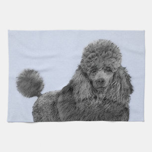 Poodle Malerei Miniaturspielzeug Schwarze Kunst Geschirrtuch