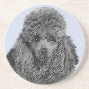 Poodle Malerei Miniaturspielzeug Schwarze Kunst Getränkeuntersetzer