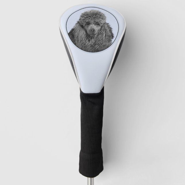 Poodle Malerei Miniaturspielzeug Schwarze Kunst Golf Headcover (Vorderseite)