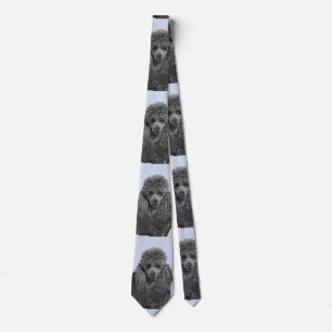 Poodle Malerei Miniaturspielzeug Schwarze Kunst Krawatte