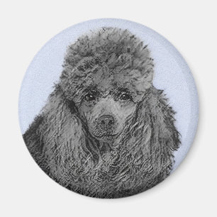 Poodle Malerei Miniaturspielzeug Schwarze Kunst Magnet
