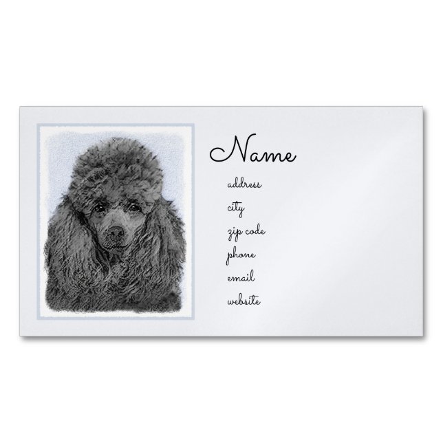 Poodle Malerei Miniaturspielzeug Schwarze Kunst Magnetische Visitenkarte (Vorderseite)