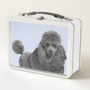 Poodle Malerei Miniaturspielzeug Schwarze Kunst Metall Brotdose