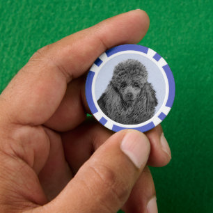 Poodle Malerei Miniaturspielzeug Schwarze Kunst Pokerchips