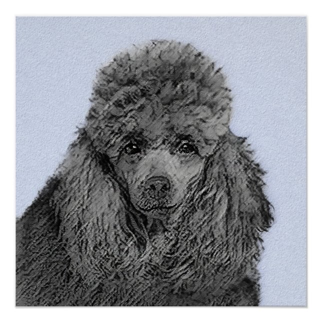 Poodle Malerei Miniaturspielzeug Schwarze Kunst Poster (Vorderseite)