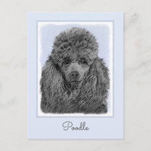 Poodle Malerei Miniaturspielzeug Schwarze Kunst Postkarte