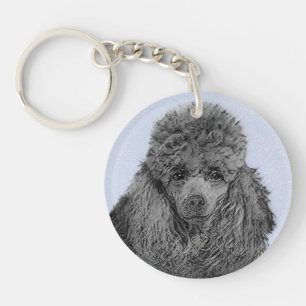 Poodle Malerei Miniaturspielzeug Schwarze Kunst Schlüsselanhänger