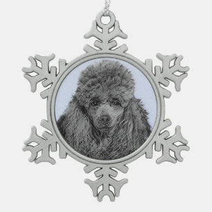 Poodle Malerei Miniaturspielzeug Schwarze Kunst Schneeflocken Zinn-Ornament