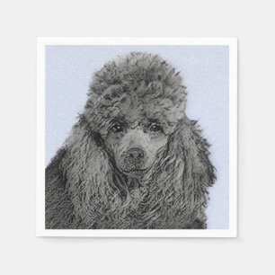 Poodle Malerei Miniaturspielzeug Schwarze Kunst Serviette
