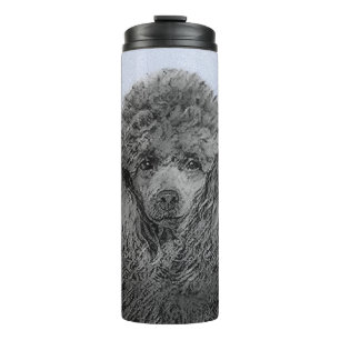 Poodle Malerei Miniaturspielzeug Schwarze Kunst Thermosbecher