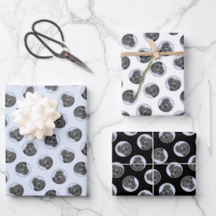 Poodle Malerei Miniaturspielzeug Schwarzer Haustie Geschenkpapier Set
