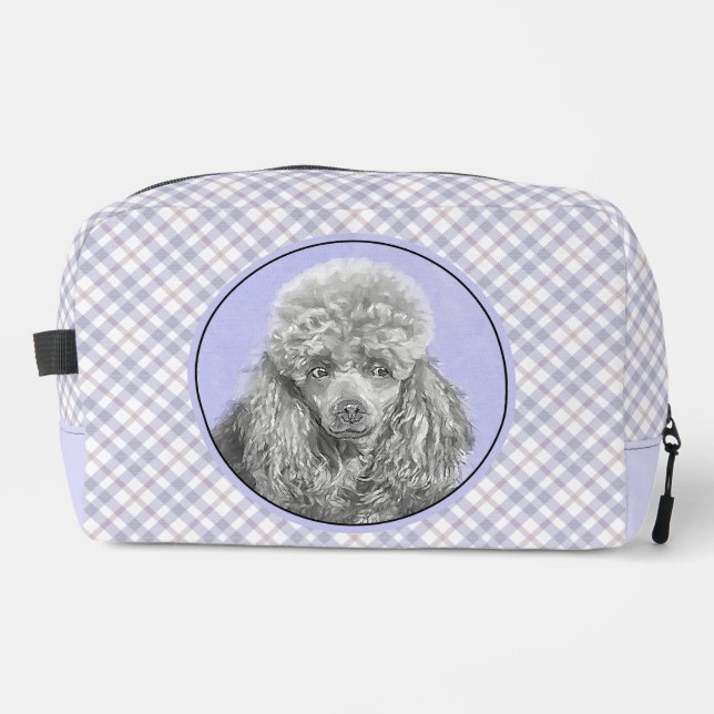 Poodle Malerei Miniaturspielzeug Silbergrauer Hund Waschbeutel (Vorderseite)