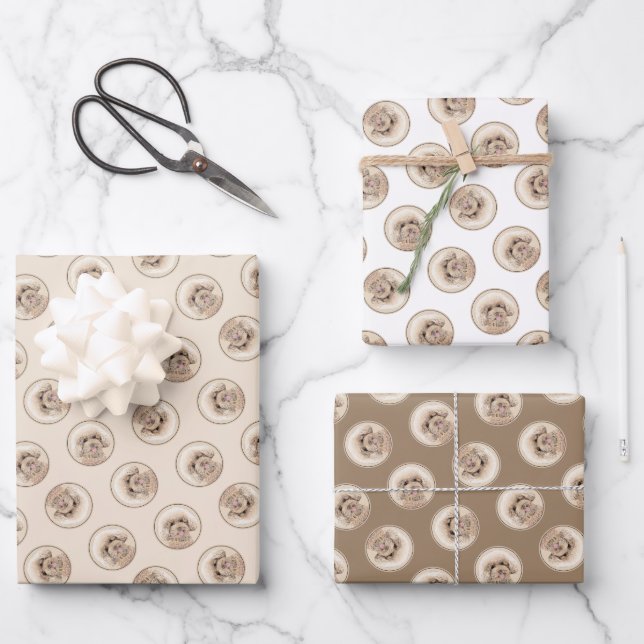 Poodle Malerei Spielzeug Apricot Creme Original Hu Geschenkpapier Set (Vorderseite)