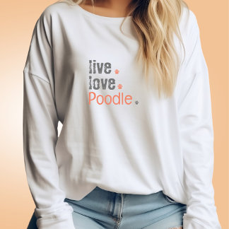 Poodle Maman Vit L'Amour Long Manches T-shirt