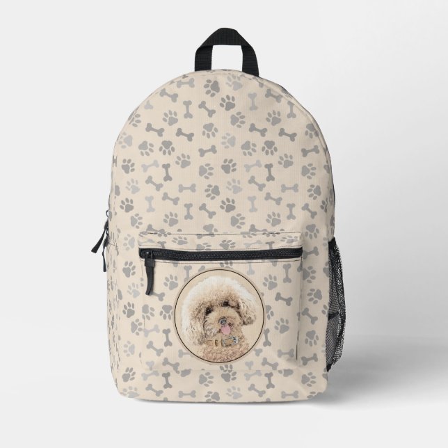 Poodle Miniatur Spielzeug Apricot Cream Brown Dog  Bedruckter Rucksack (Vorderseite)