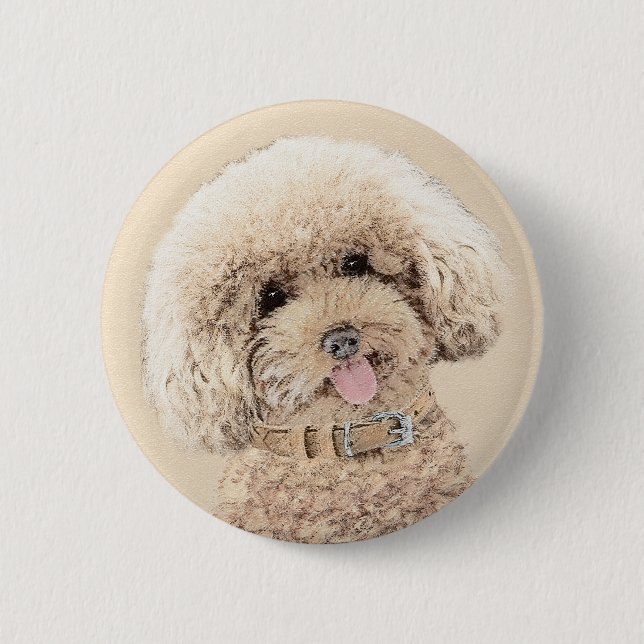 Poodle Miniatur Spielzeug Apricot Cream Brown Dog  Button (Vorderseite)