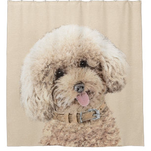 Poodle Miniatur Spielzeug Apricot Cream Brown Dog  Duschvorhang