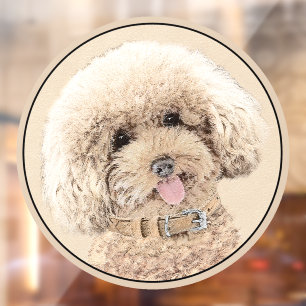 Poodle Miniatur Spielzeug Apricot Cream Brown Dog  Fensteraufkleber
