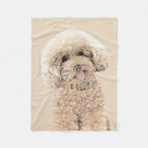 Poodle Miniatur Spielzeug Apricot Cream Brown Dog  Fleecedecke