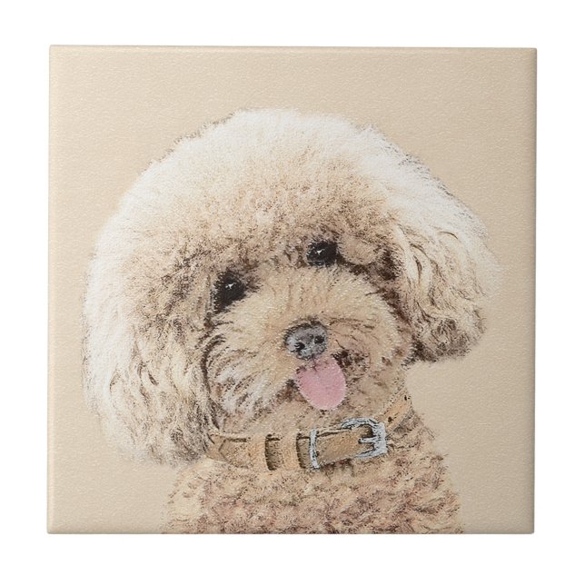 Poodle Miniatur Spielzeug Apricot Cream Brown Dog  Fliese (Vorderseite)