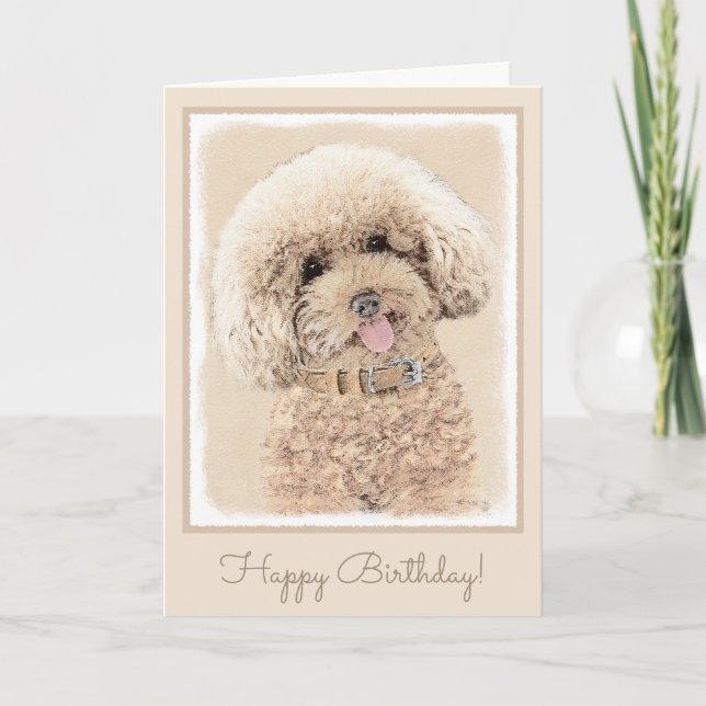 Poodle Miniatur Spielzeug Apricot Cream Brown Dog  Karte (Vorderseite)