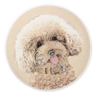Poodle Miniatur Spielzeug Apricot Cream Brown Dog  Keramikknauf