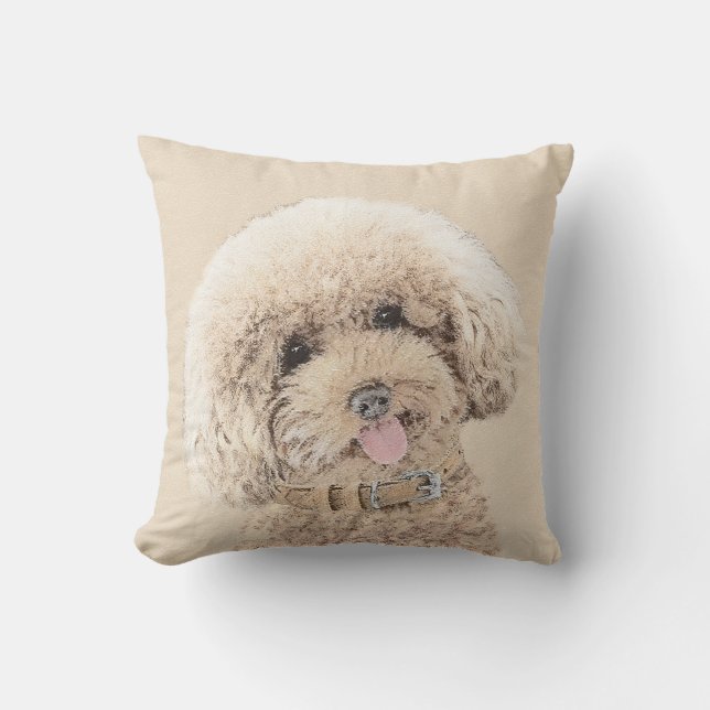 Poodle Miniatur Spielzeug Apricot Cream Brown Dog  Kissen (Vorderseite)
