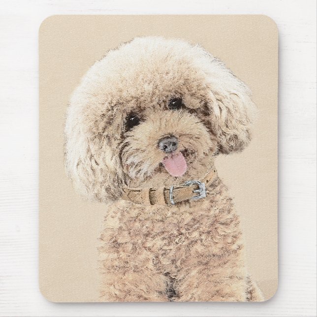 Poodle Miniatur Spielzeug Apricot Cream Brown Dog  Mousepad (Vorne)