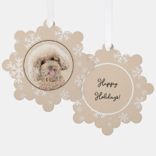 Poodle Miniatur Spielzeug Apricot Cream Brown Dog  Ornament Karte