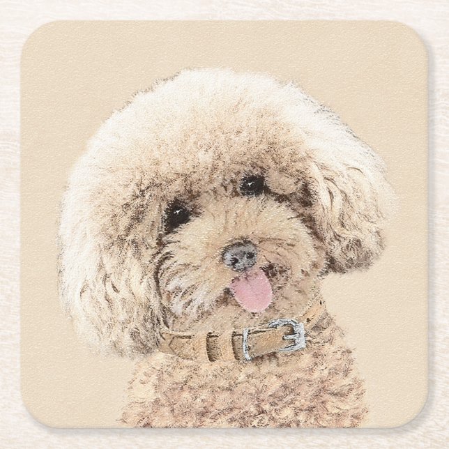 Poodle Miniatur Spielzeug Apricot Cream Brown Dog  Rechteckiger Pappuntersetzer (Vorderseite)