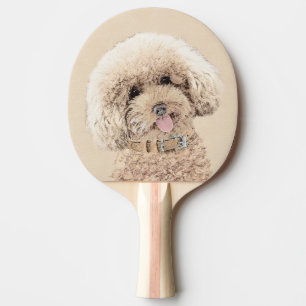 Poodle Miniatur Spielzeug Apricot Cream Brown Dog  Tischtennis Schläger
