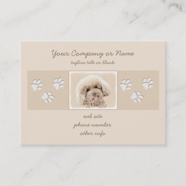 Poodle Miniatur Spielzeug Apricot Cream Brown Dog  Visitenkarte (Vorderseite)