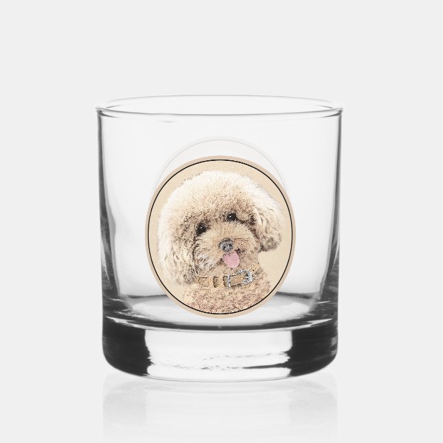 Poodle Miniatur Spielzeug Apricot Cream Brown Dog  Whiskyglas (Vorderseite)